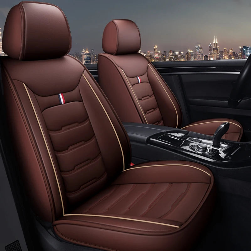 Car seat cover, full package pu leather, four seasons universal, wear-resistant，2-Piece Front Set CM World