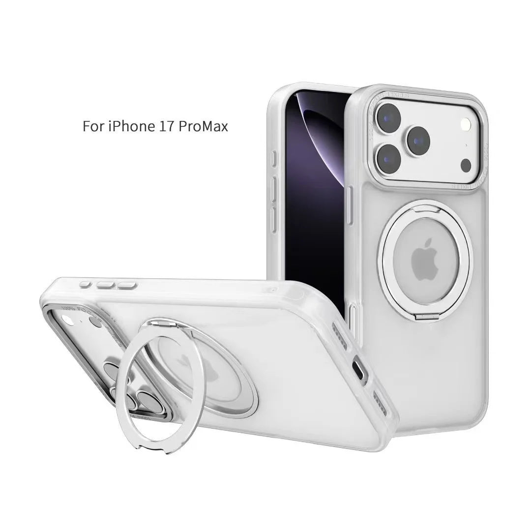 Cover For iPhone 17 pro case 17 Pro Max Case with 360° Rotatable Matte Magnetic Ring Hidden Stand Drop-Proof Protection