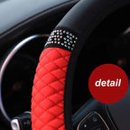 Universal 37-38cm PU Leather Bling Car Steering Wheel Cover Rhinestone Elastic Steering-Wheel Covers Auto Interior Accessorie