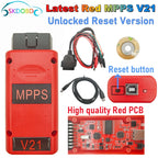 MPPS V21 Unlocked Infinite Reset High Quality Version Full Chip with Breakout Tricore Cable OBD2 ECU Chip Tuning Scanner Tool Car Mobile World