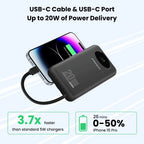 PISEN 3C Certified Power Bank 10000mAh & 20000mAh 20W Fast Charging Powerbank With 4 Built-in Cables For iPhone Samsung Xiaomi Car Mobile World