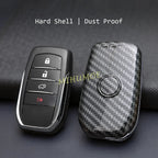 Car Key Cover Case Chain For Toyota Corolla Cross Sequoia Fortuner Prius Venza Alphard Sienna Tundra Mirai Yaris Carbon Fiber CM World