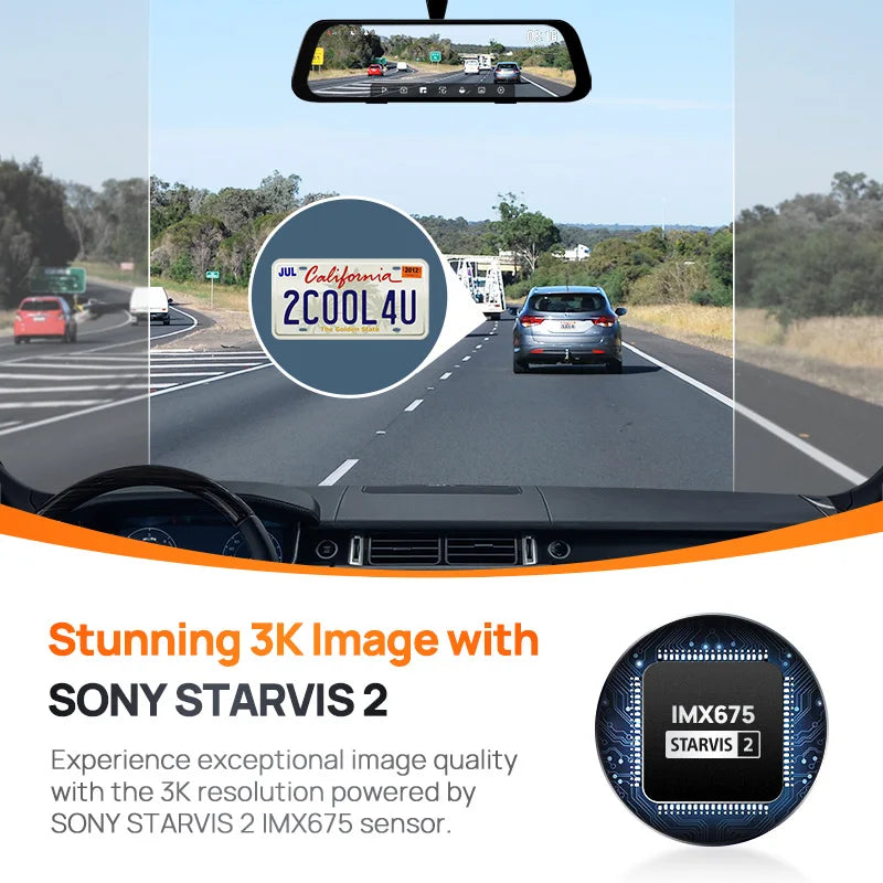 9.35 Inch Full Screen 70mai Rearview Dash Cam S500 1944P Auto Cam 138FOV 70mai S500 Mirror Car Recorder Stream Media Car DVR