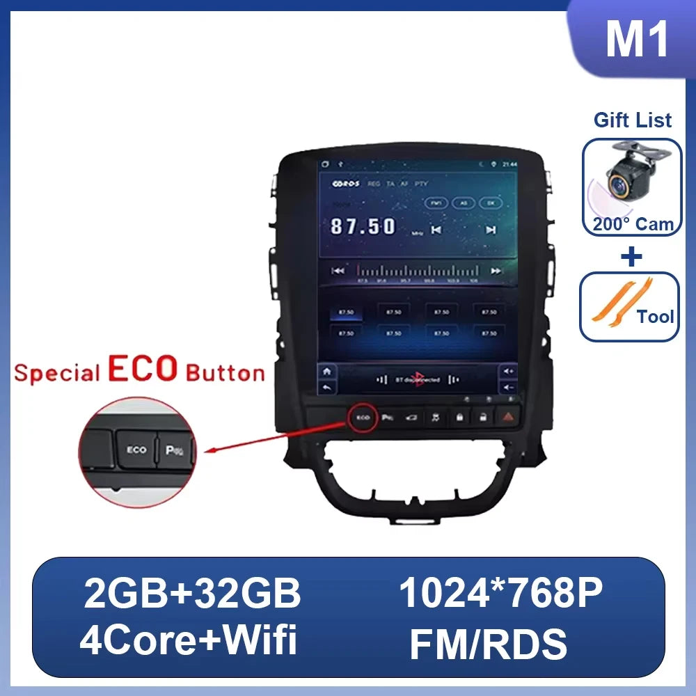 Car Radio Android 16 for Opel Astra J Vauxhall Holden Cascada 2009-2018 Multimedia Screen GPS Navigation Auto Carplay ECO