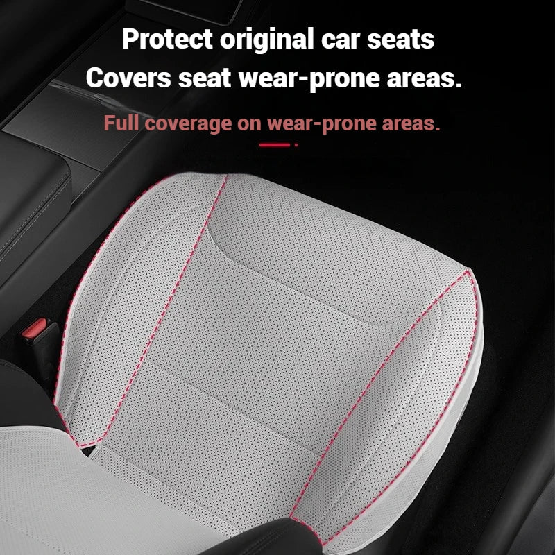 For New Tesla Model Y Juniper 2025 Nappa Leather Seat Cover Punching Breathable Seat Cushion Cover Car Interior Seat Accessories CM World