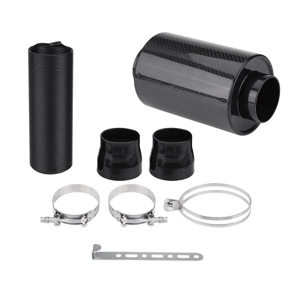 Universal 3" Racing Carbon Fiber Cold Feed Induction Kit Air Intake Kit Air Filter Box With Fan or Wihout  Fan CM World