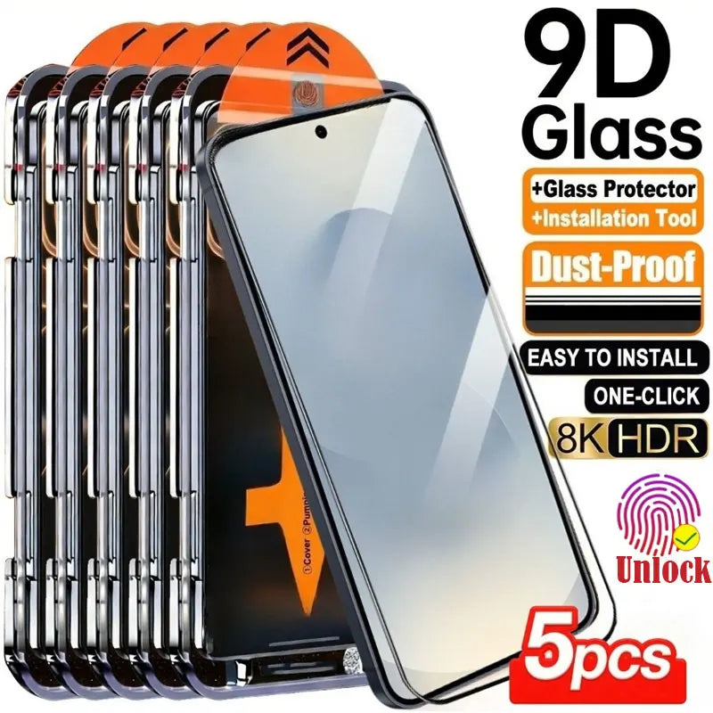 5PCS One-Click Installation Unlocking Glass For Samsung S26 S25 S24 Ultra Plus Screen Protector Oleophobic Coated Tempered Glass