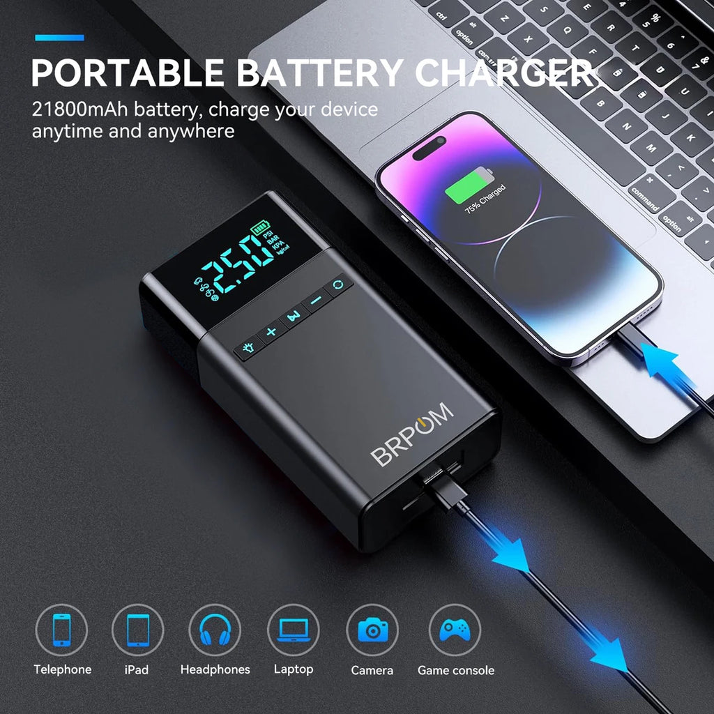 1500A Peak 3-IN-1 Car Jump Starter With Air Compressor Auto Battery Booster 150PSI Air Pump Portable Power Bank Tire Inflator With LED Light