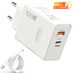 120W Fast Charger USB Type C PD Cable Fast Charging Quick Charge 3.0 Adapter For iPhone Xiaomi Samsung Oneplus Pixel Cellphones Car Mobile World