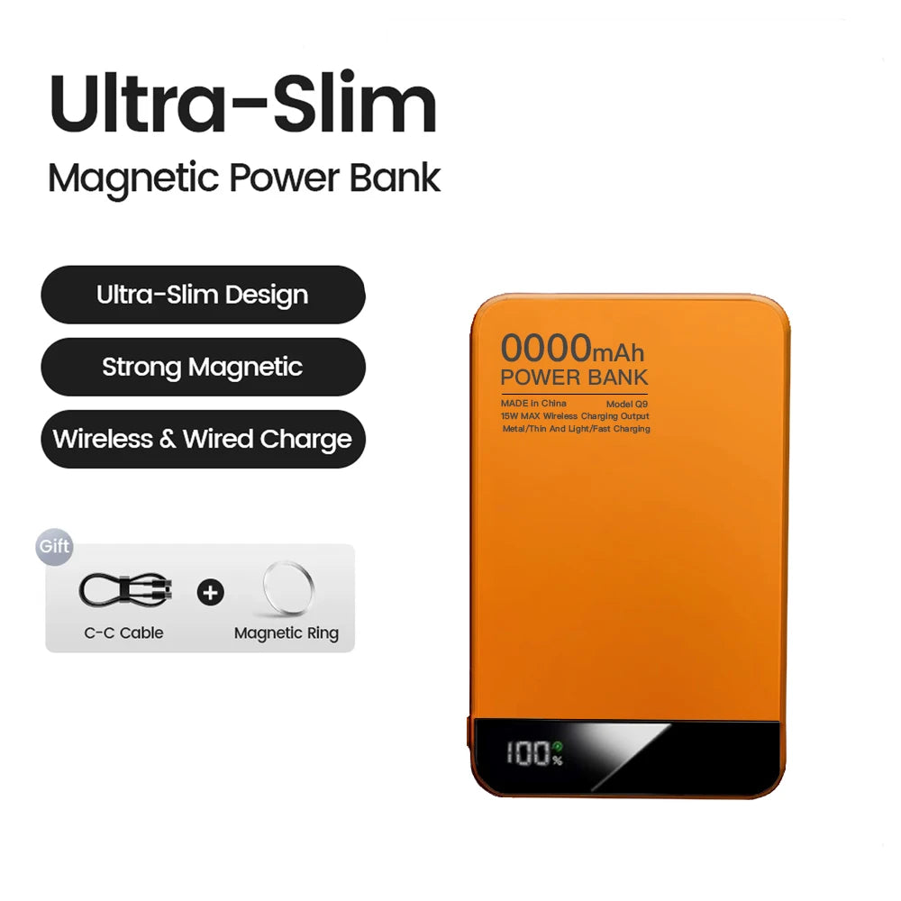 10000mAh Ultra Slim Power Bank for MagSafe,Magnetic Wireless 20W Fast Charging CCC Portable Battery For iPhone Samsung iWatch Car Mobile World
