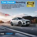 3/4CH 1080P HD  Dash Cam Car DVR Black Box Wide-Angle Lens Front Rear Inside Left Right Parking Mode Loop Recording Car Camera