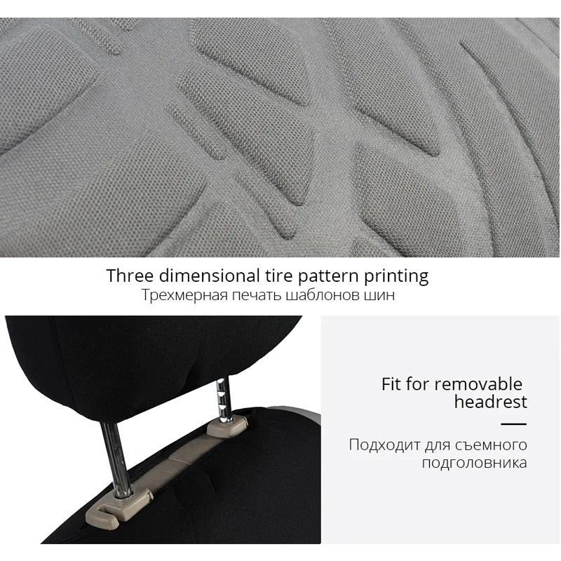 Fashion Front Car Seat Covers Car Accessories Tire Track Embossed Styling Durable Comfortable Fabric Universal Fit For Most Car Car Mobile World