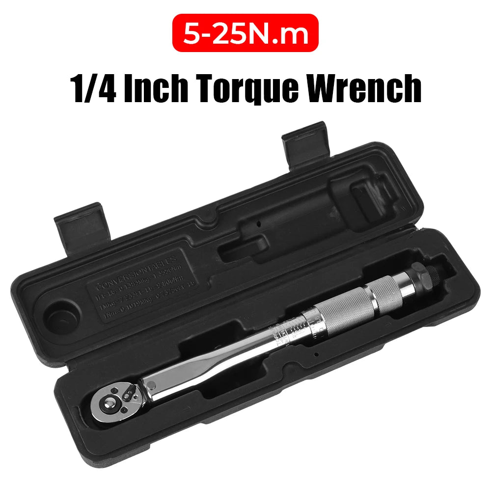 1/4'' Drive Adjustable Torque Wrench Professional 5-25N.m Micrometer Car Bike Motorbike Disassembly Tool Spanner Hand Tool