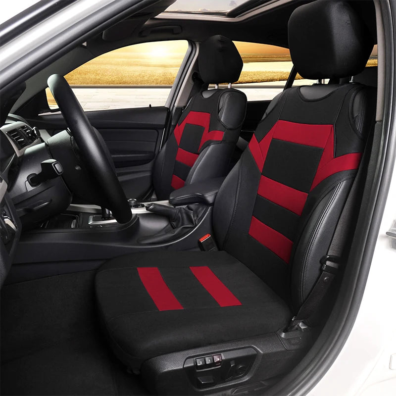 2PCS Wear Resistant Car Seat Covers Sports Tank Top Style Car Front Seat Cushion Cover Universal Protector Car Accessories