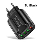 45W USB Charger Fast Charge QC 3.0 Wall Charging For iPhone 12 11 Samsung Xiaomi Mobile 4 3 Ports EU US Plug Adapter Travel Car Mobile World