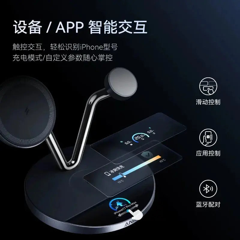 Anker Prime TEC Air-Cooled Magnetic 3-in-1 Wireless Charger 25W Digital Display Desktop Stand for iPhone 17 Pro Watch Earbuds Car Mobile World