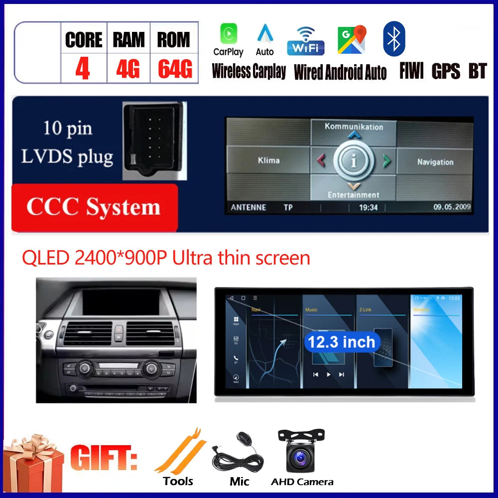 Car Accessories For BMW X5 E70 X6 E71 2008 - 2013 QLED 4G DSP Carplay Android Auto Car Radio Multimedia Player GPS Navi BT WiFi CM World