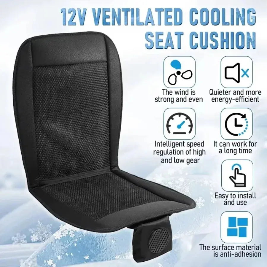 DC12V Car Summer Cool Air Seat Cushion With Fan Fast Blowing Ventilation Massage Seat Covers Automatic Switch Refrigerated Seat Car Mobile World