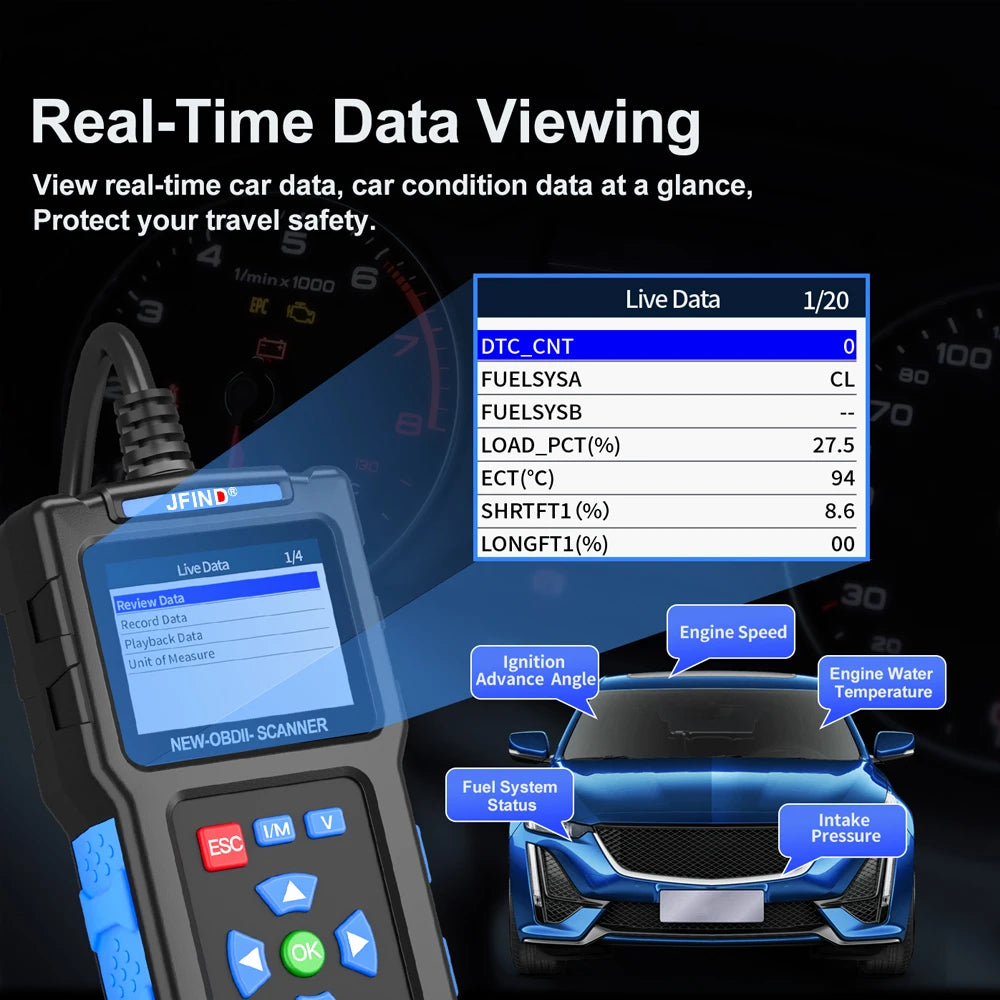 JFIND JF700 OBD2 Scanner Car Motorcycle Fault Code Reader Voltage Battery Test OBDII Diagnostic Tool For Honda Yamaha