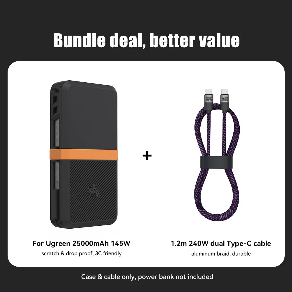 Dustproof Protective Cover Travel Silicone Case for Ugreen Laptop PowerBank Shockproof Cover for UGREEN 145W 25000mAh Power Bank