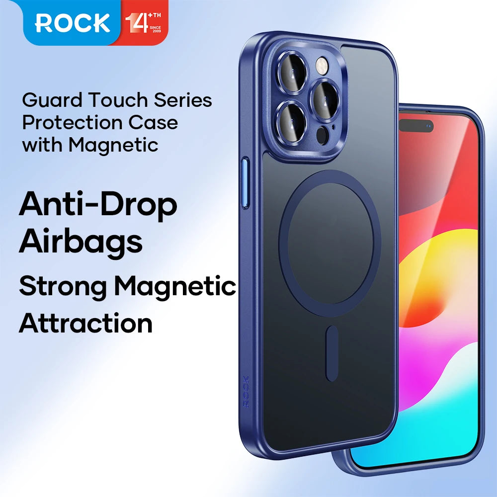 ROCK Translucent Magnetic Case for iPhone 15 Pro Max Matte Anti-Fingerprint Hard Cover for iPhone 15 Pro Compatible with MagSafe