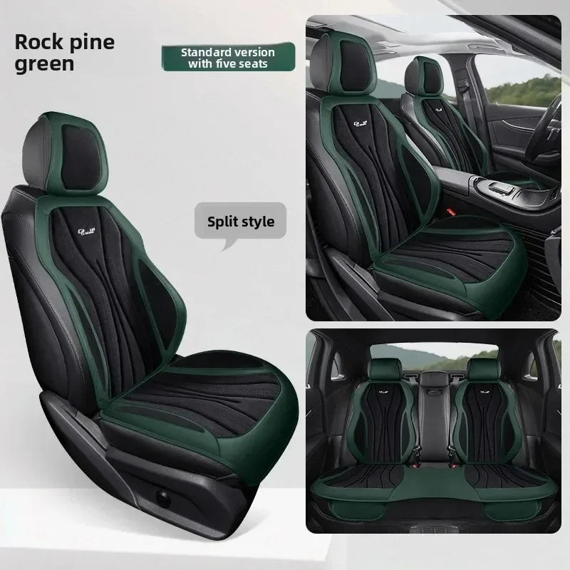 Luxury Suede Leather Car Seat Cover Full Set Non Slip Seat Cushion Car Accessories Interior Universal Car Seat Protective Covers CM World