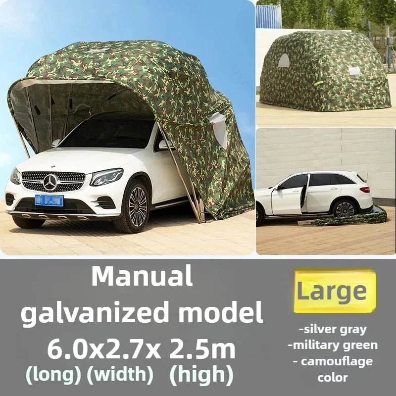 Any Size Custom Fully Automatic Folding Carport Waterproof Sunshade Mobile Garage Outdoor Parking Shelter Durable Oxford Fabric
