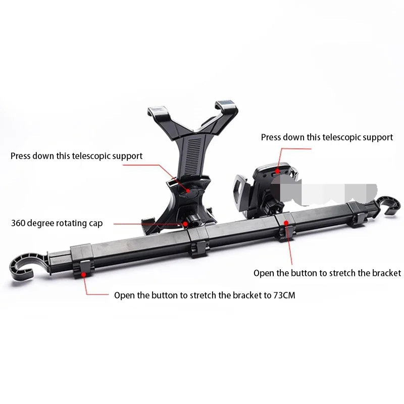 Car Tablet Phone Holder Stand Bracket 2 in 1 Car Truck Back Seat Headrest Phone Mount Holder for iPad Rear Seat Universal CM World