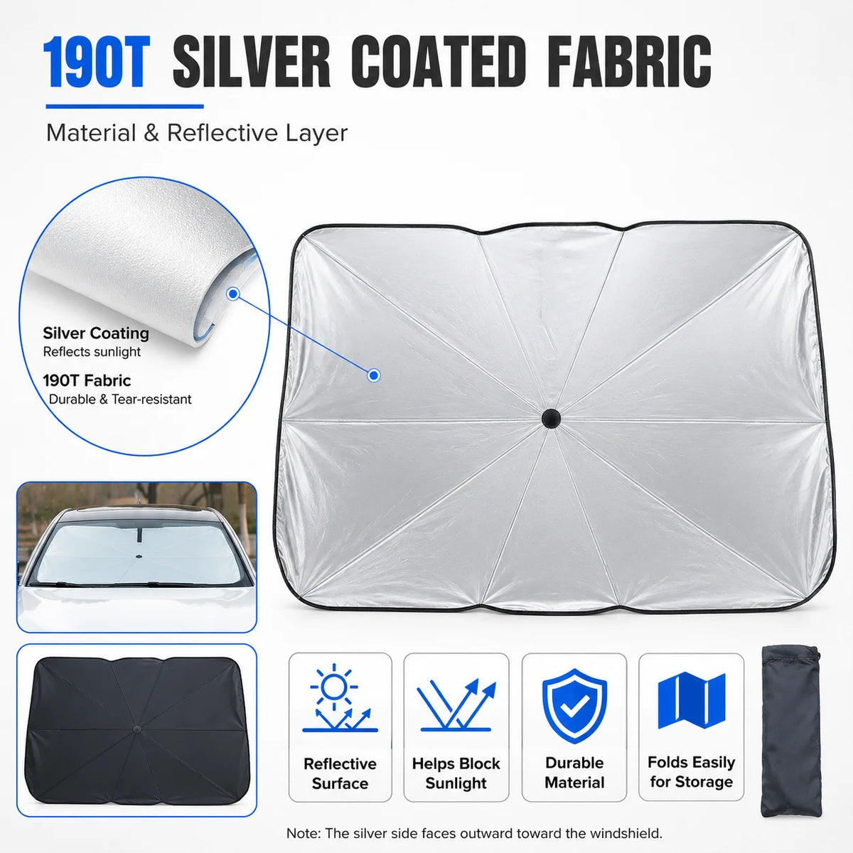 Car Sunshade Umbrella Windshield Folding Front Parasol Umbrella Type Sun Shade for Car Window Summer Sun Protection Accessories