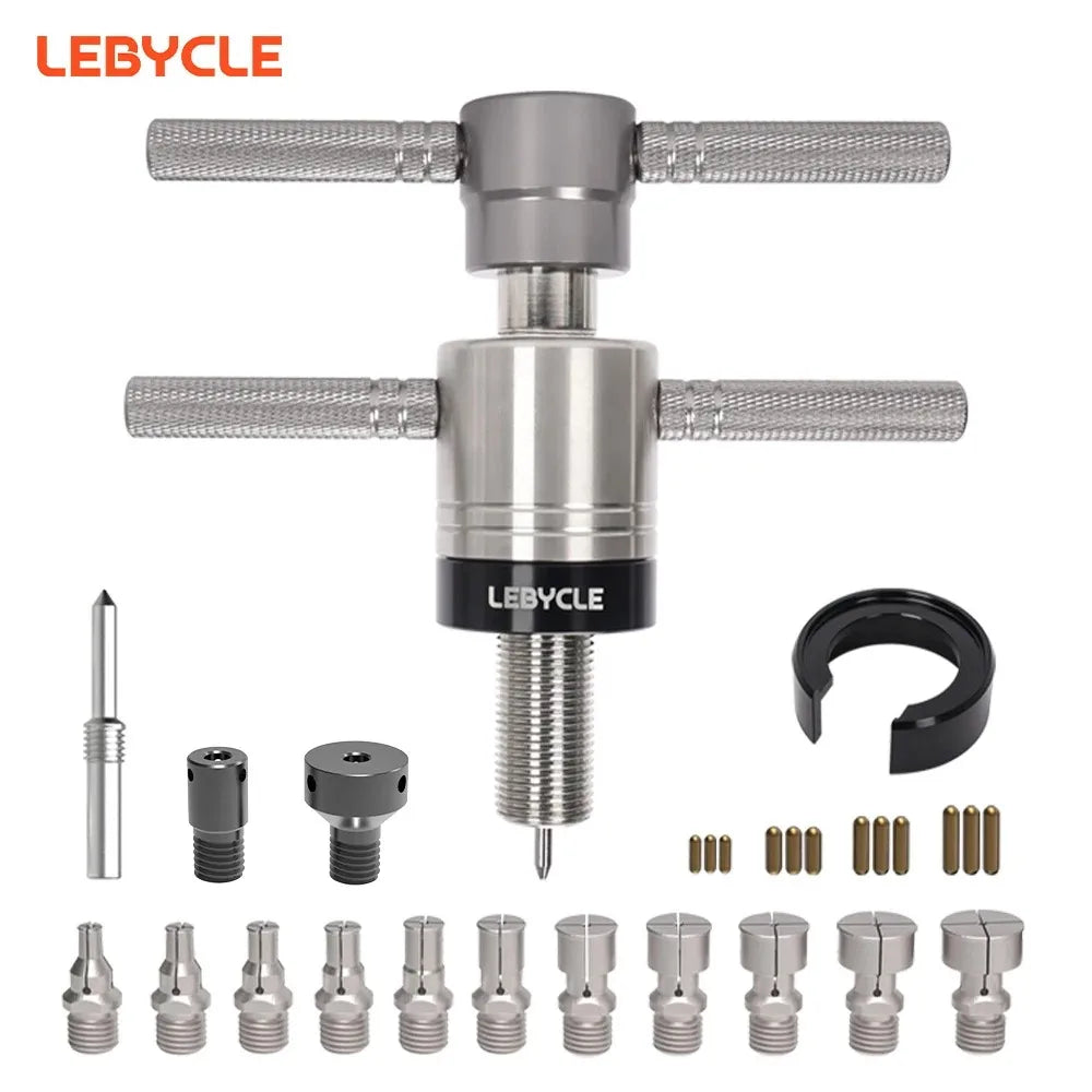 LEBYCLE Hub Bearing Removal Tool for MTB/Road Bike Front/Rear Wheels, Bicycle Hub Base Repair Tool with Durable Alloy Adapters CM World