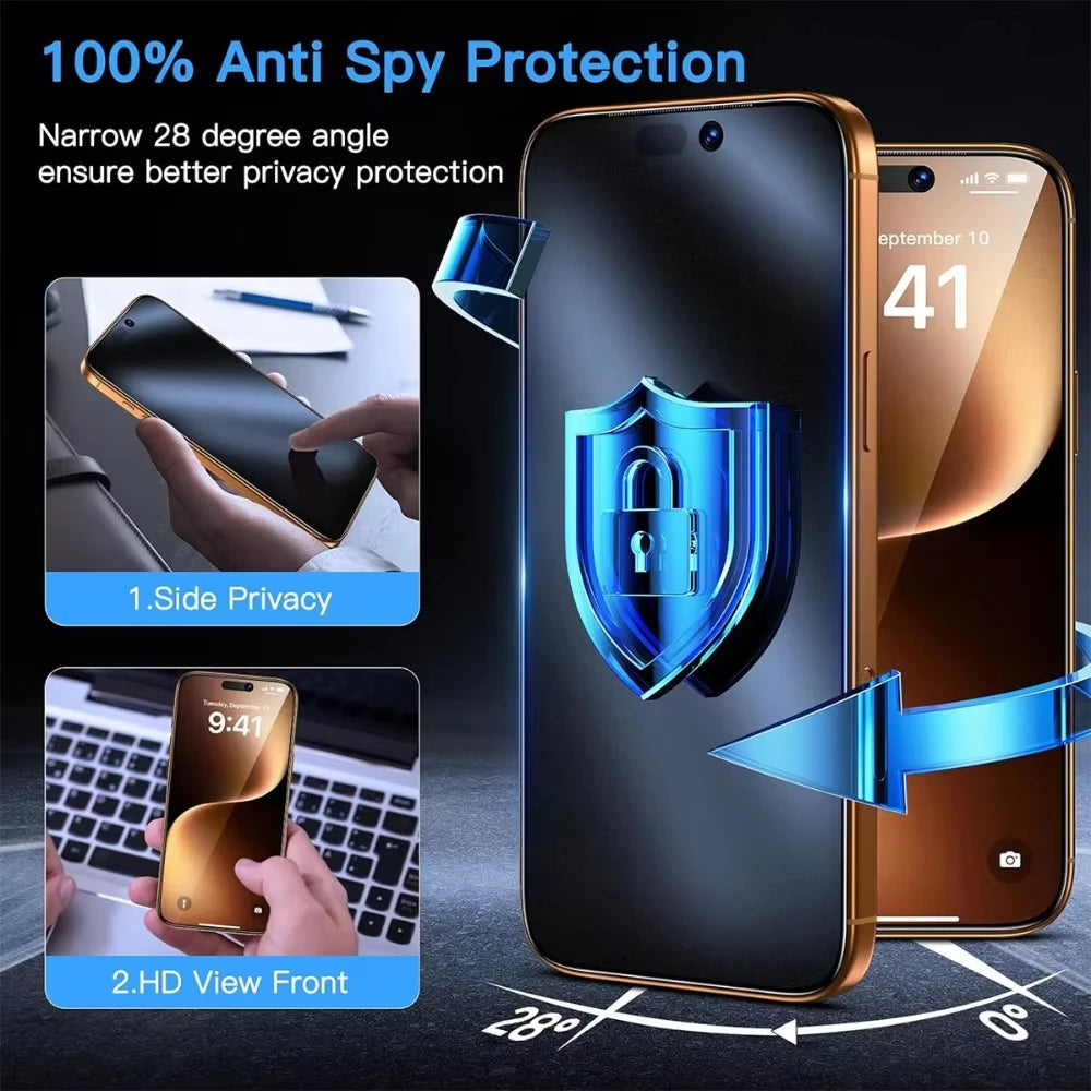 1-5Pcs Matte Privacy Tempered Glass Screen Protector For iPhone 17 16 Pro Max Air 16e 15 14 Plus 13 11 12 XS XR Dust Free Instal Car Mobile World