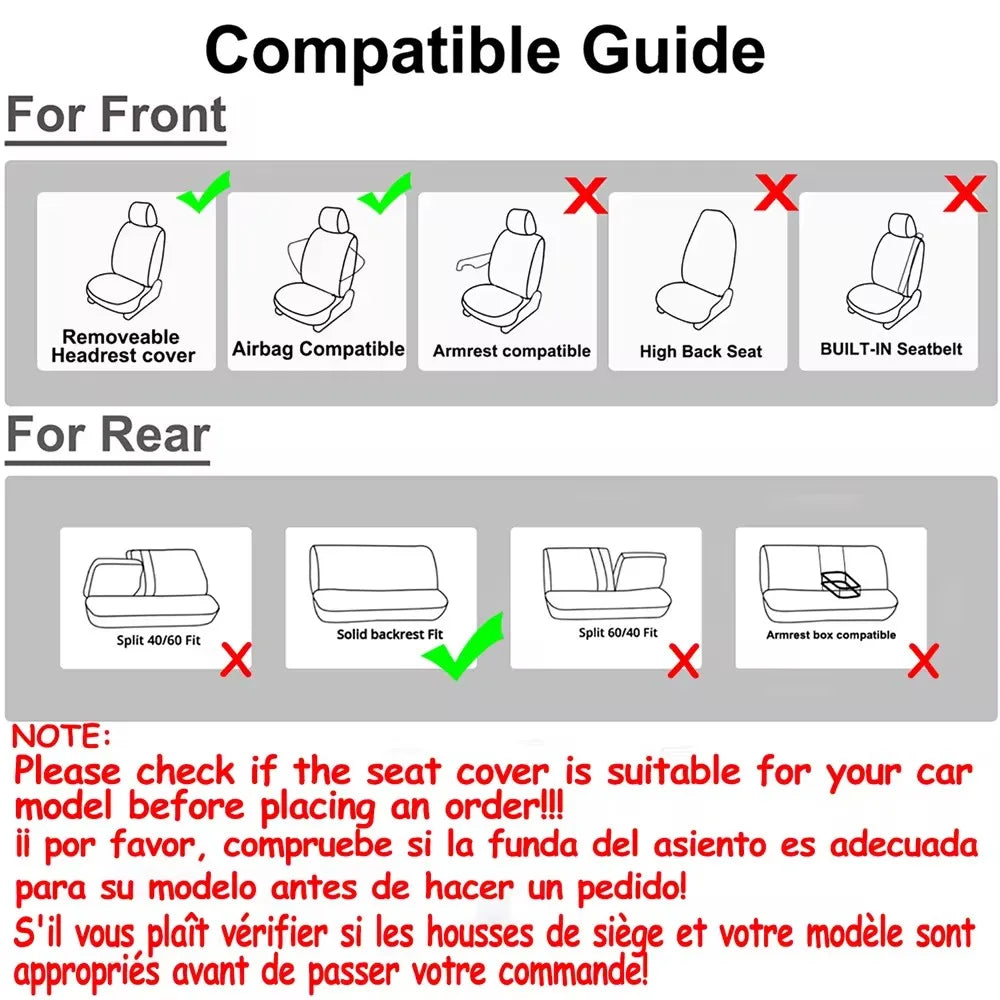 AUTO PLUS Sports Universal Polyester Car Seat Cover Set Fit Most Car Plain Fabric Bicolor Stylish Car Accessories Seat Protector CM World