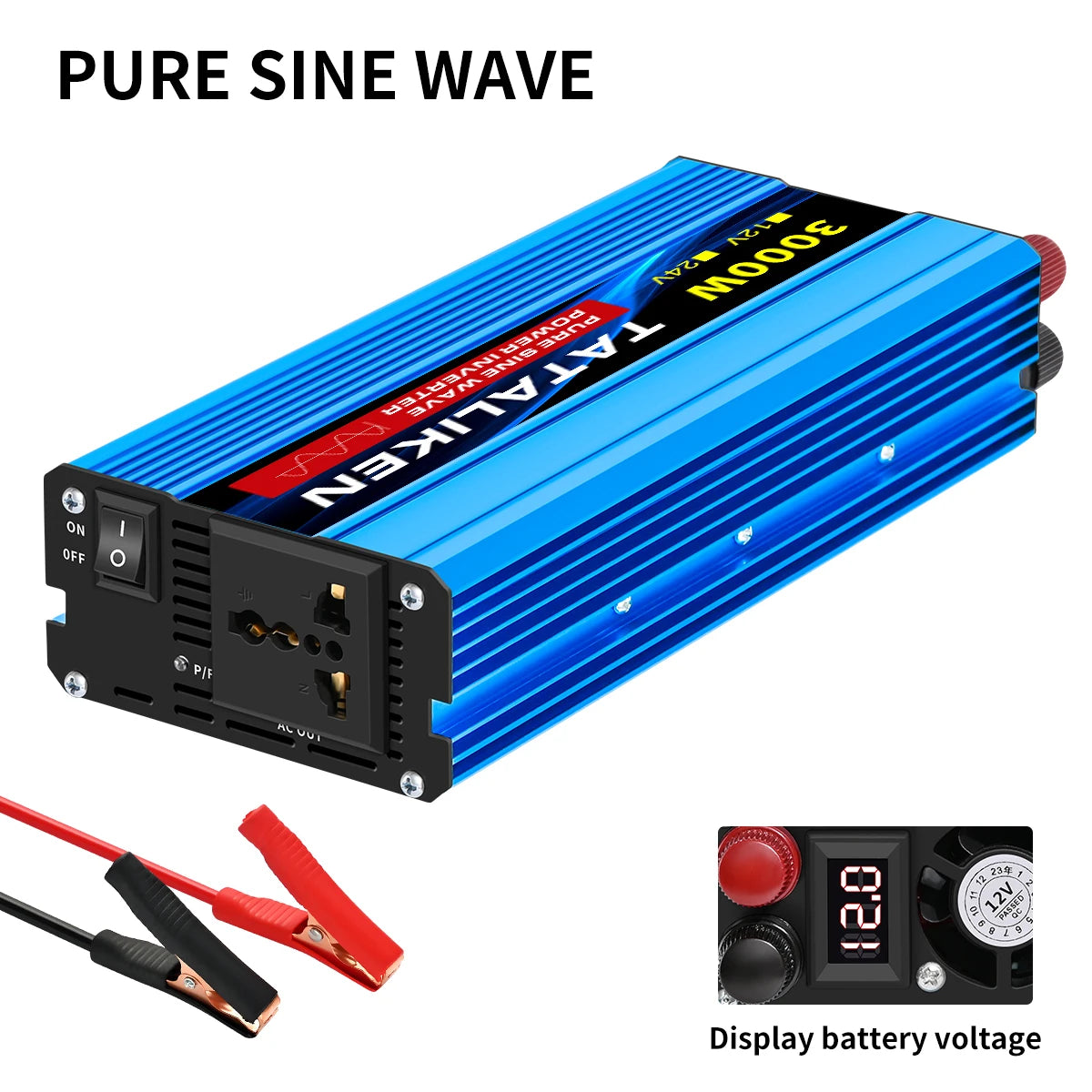 Pure Sine Wave Inverter 1000W-4000W DC 12V and 24V to AC 220V 50hz Power Inverter Charger  Adapter Universal Socket CM World