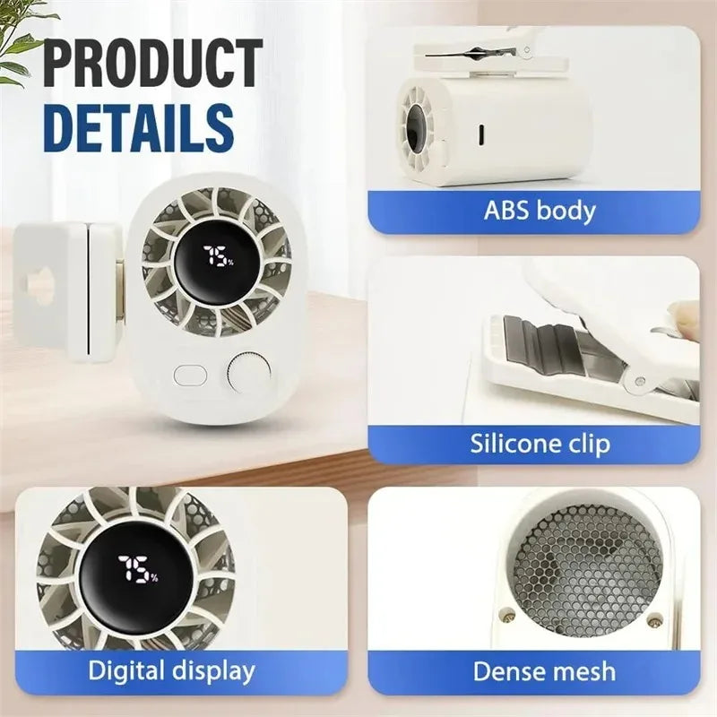 Clip-On Car Fan 360° Rotatable 100-Speed Multi-Scene Portable Fan Long Service Life Lightweight USB Rechargeable
