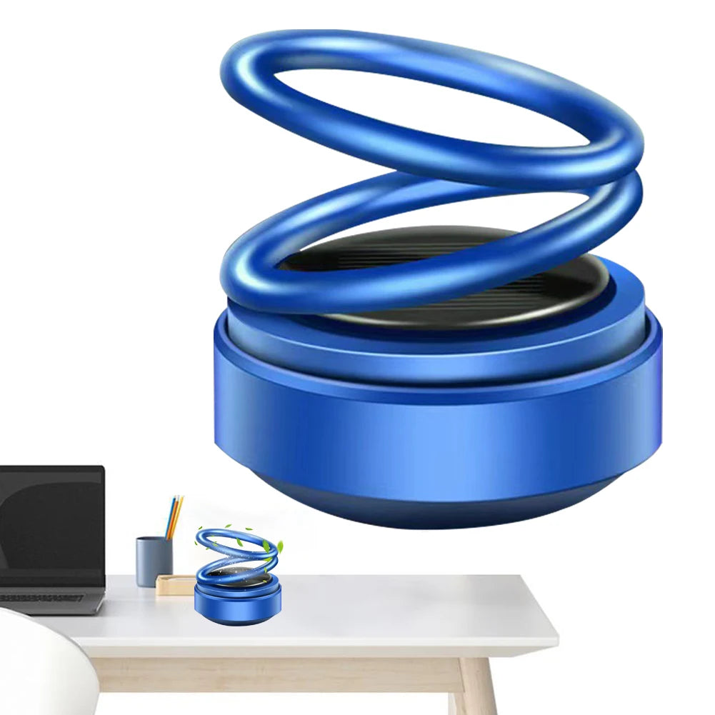 Solar Powered Aromatherapy Diffusers Portable Double Ring Aroma Diffuser Rotating Suspension Car Decoration Accessories