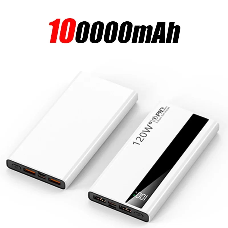 200000mAh 120W Power Bank Super Fast Charging Battery High Capacity Digital Display Power Bank For Xiaomi Iphone Samsung Car Mobile World