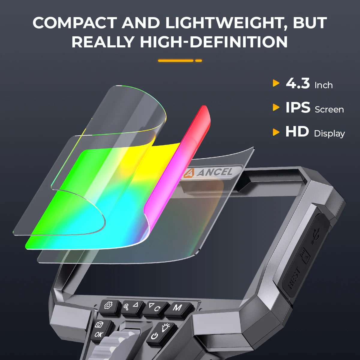Two-Way Articulating Borescope IP67 6.5MM Dual Lens Endoscope Inspection Camera 7 LED Lights ANCEL Car Inspection Tools