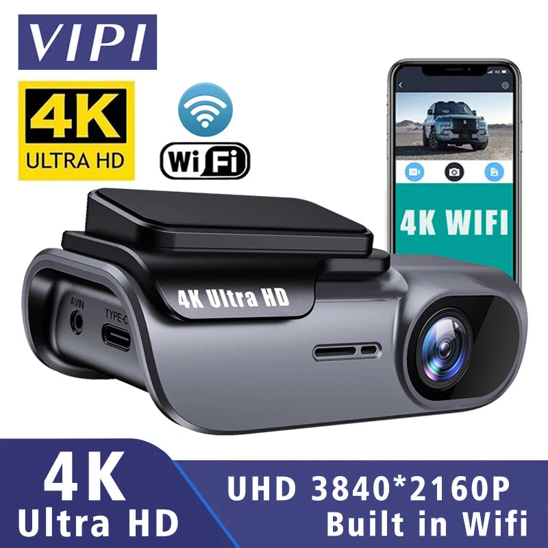 4K 3840*2160P Dash Cam WIFI Car DVR Camera Video Drive Recorder Dashcam Registrar Black Box 24 Hour Monitoring Night Vision