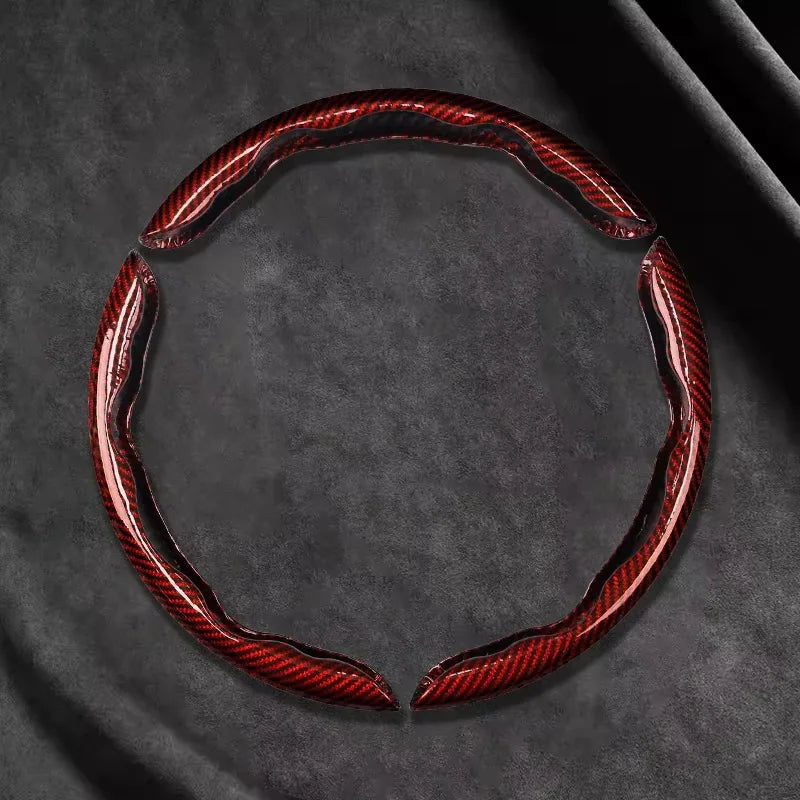 2/3PCS Laser Carbon Fiber Silicone Car Steering Wheel Cover 1K Micro Fiber Leather PVC Wheel Booster Cover Non-Slip Universal
