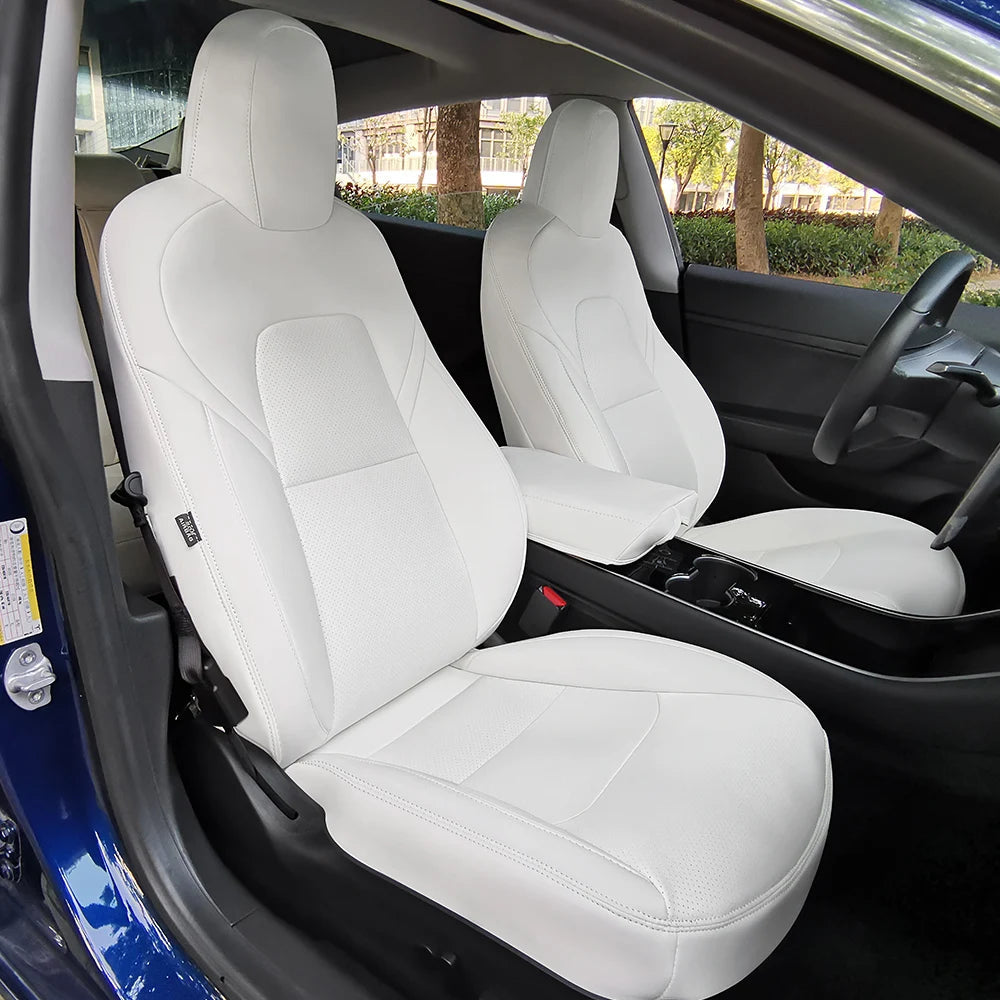 For Tesla Model 3 2017 2018 2019 2020 2021 2022 2023 Full Set Custom Vegan Nappa Leather Car Seat Covers Protector Accessories CM World