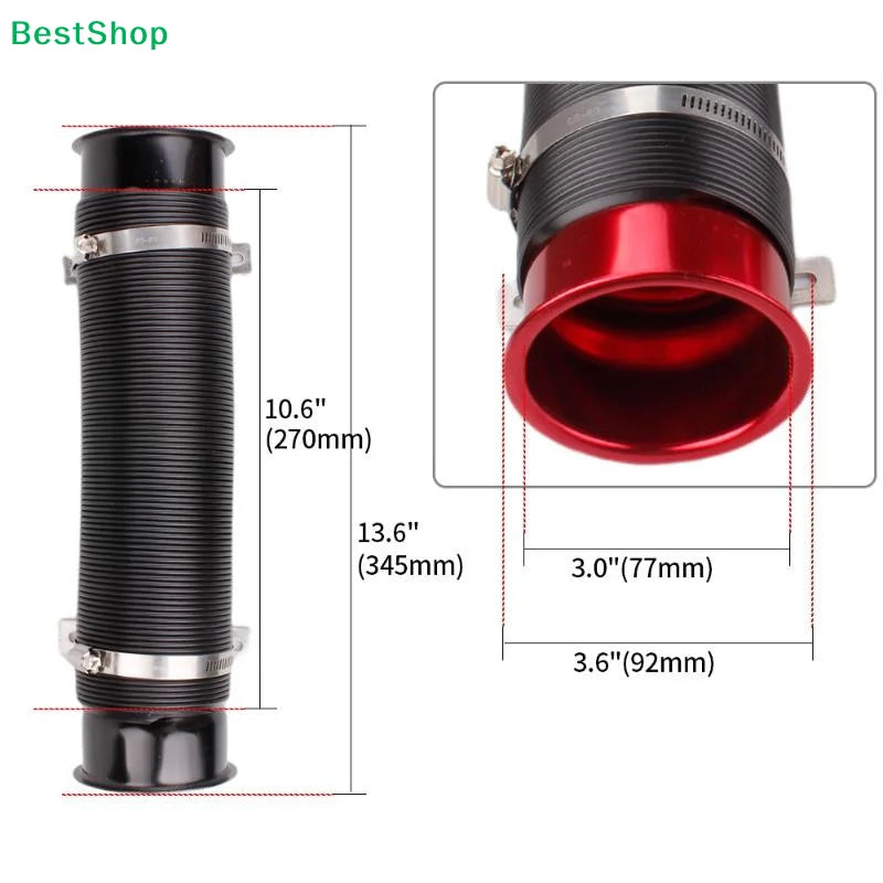〔Vic〕Flexible Car Air Intake Hose, 3-inch Cold Air Intake Pipe with Bellmouth CM World