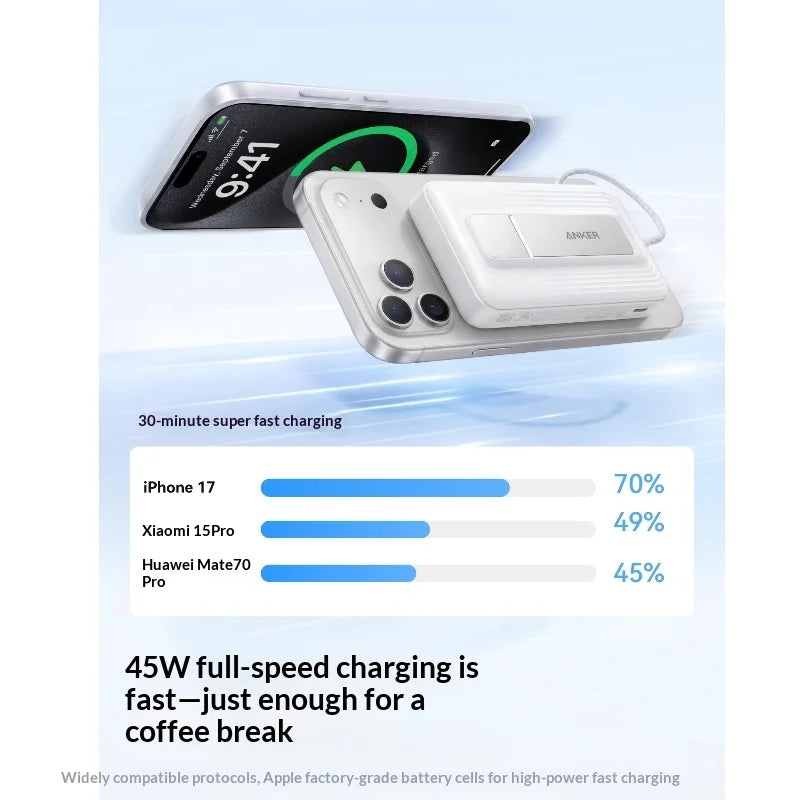 Anker Power Bank 10000mAh 45W Fast Charging Portable Built-in Cable 3C Certified Airline Approved High Capacity iPhone andXiaomi