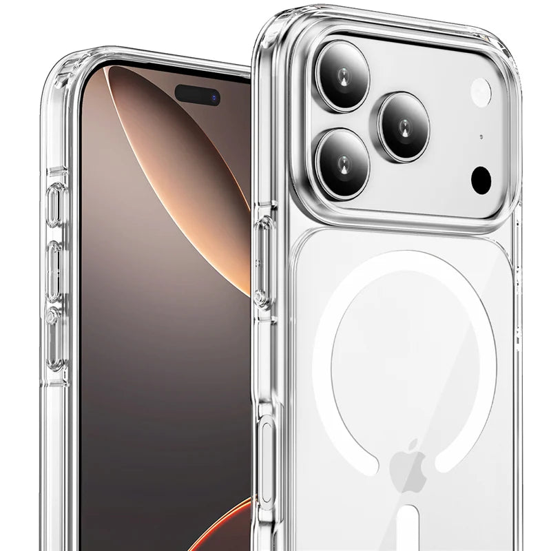 Crystal Transparent for Magsafe Magnetic Case For iPhone 17Air 17 17Pro 17Pro Max Clear Shockproof Cover for Wireless Charge Car Mobile World