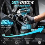 Seesii 3-in-1 650N.m Cordless Impact Wrench & Electric Drill & Screwdriver 1/2" Brushless Impact Gun Kit with 2*4.0ah Batteries LED Light  for Car Home
