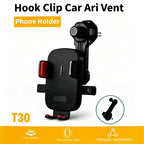 Car Phone Holder New Universal Phone Holder with Hook Clip, Automatic Locking Without Blocking Air Outlet, Car Ventilation