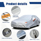 Kayme Car cover 6 Layer Heavy Duty Indoor Outdoor Waterproof Dustproof UV-protective Cover Fit for 181 x 72 x 67 inches Car Mobile World