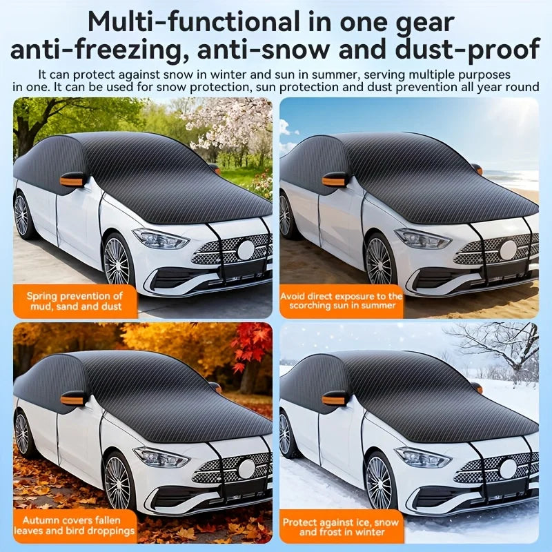 Car Cover Windshield Snow Cover Thickened Oxford Cloth Extended Hood Cover Winter Frostproof Summer UV-Protective Cover
