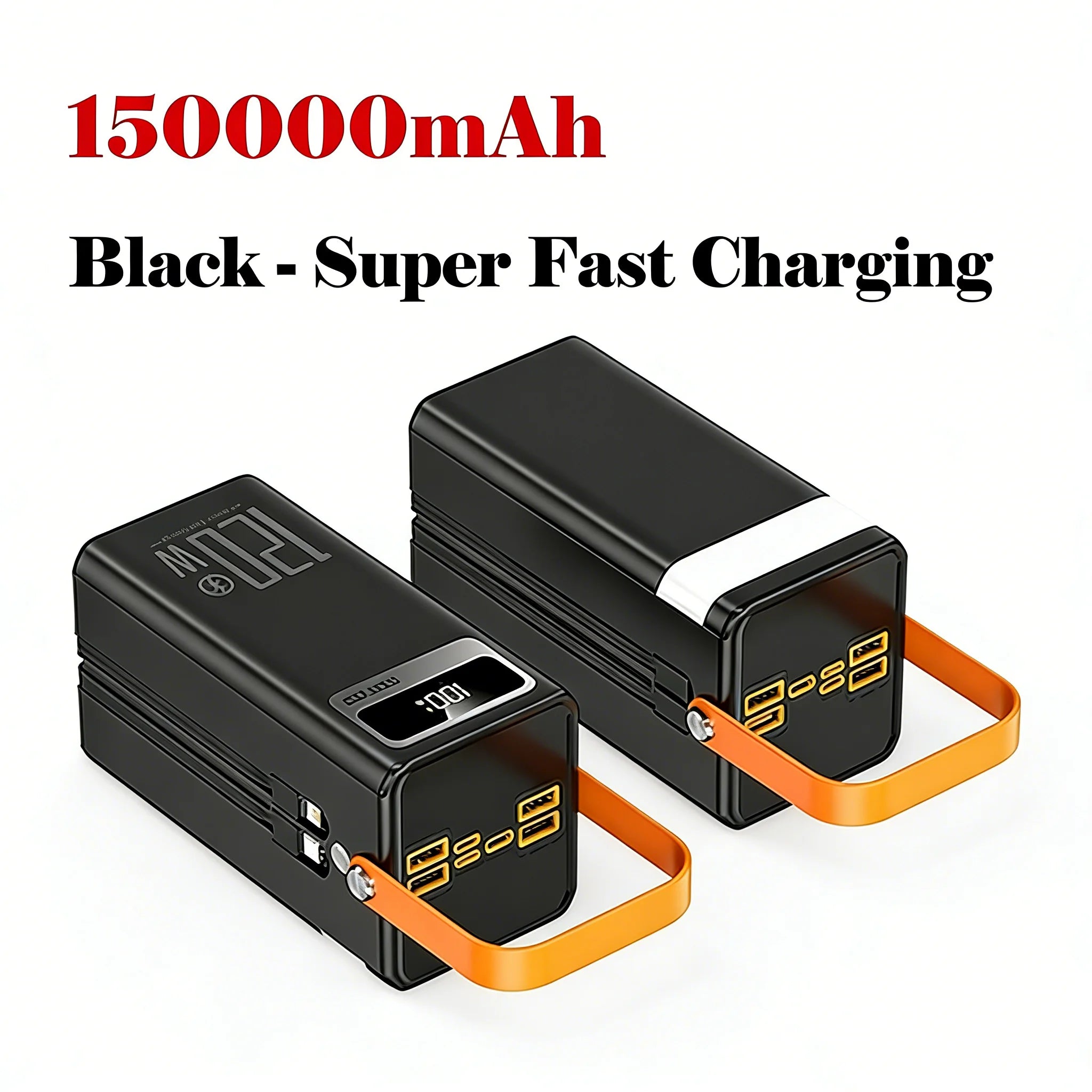 120W 150000mAh Fast Charging Power Bank Large Capacity Outdoor Mobile Power Supply External Spare Battery for Outdoor Camping Car Mobile World