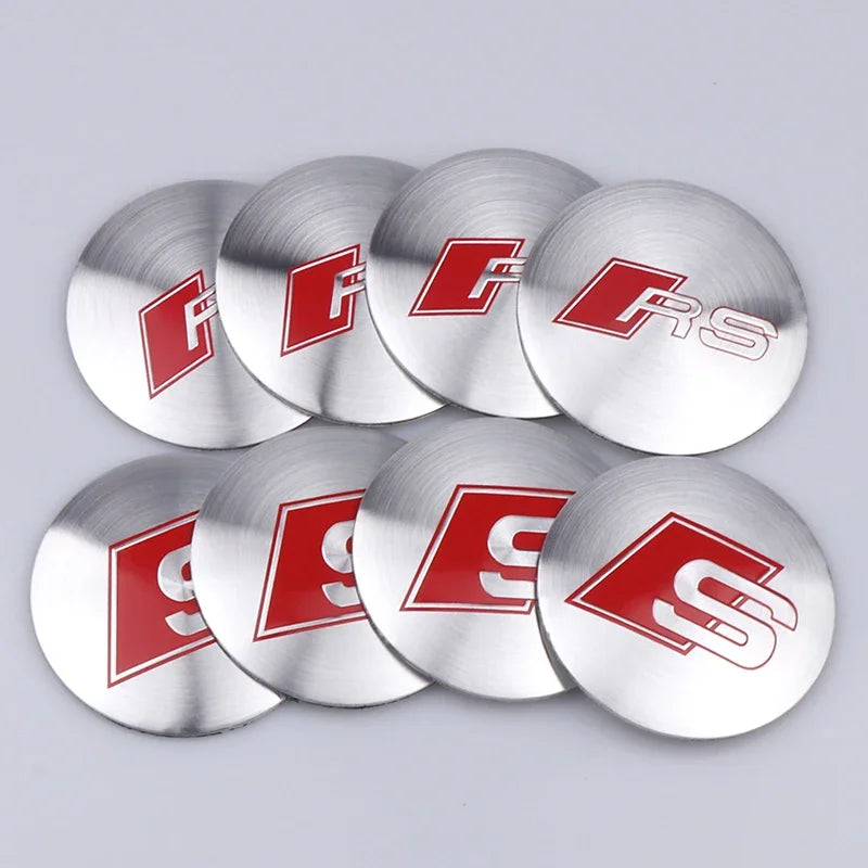 4pcs Set of Wheel Center Caps Stickers Car Hub Covers for Audi S RS A3 A4 B8 A6 A5 Q5 A7 - Multiple Sizes 56/60/63/65/68mm CM World