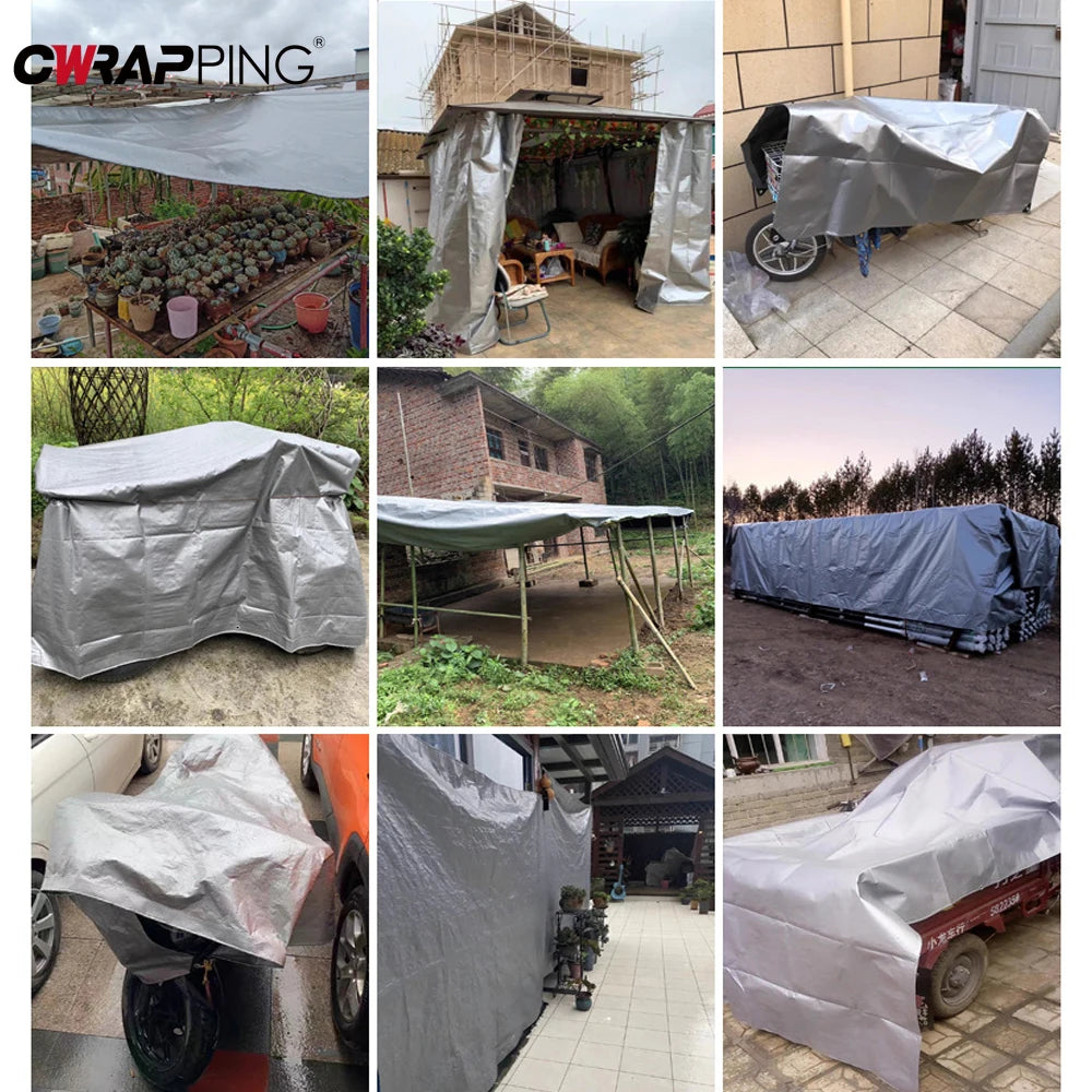 2X2m Car Cover Cloth Rainy Weather Universal Exterior Accessories Waterproof Sunshade Silver Cover Suitable for Cargo Shading